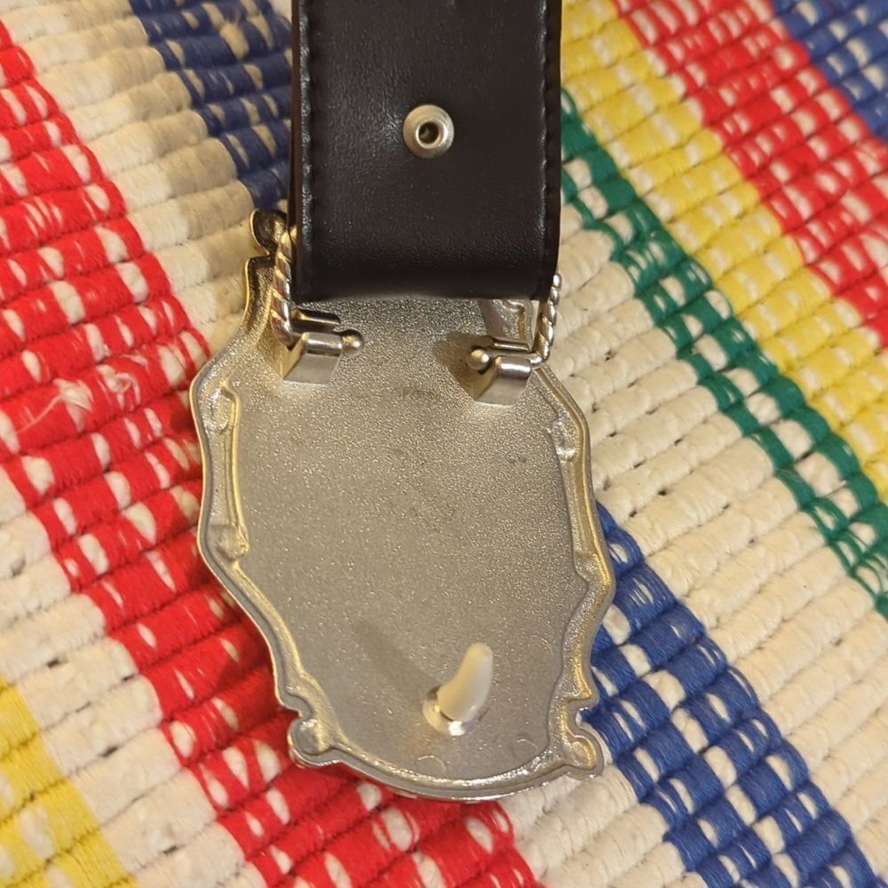 Vintage Red and Black Belt with Ornate Buckle - Picture 4 of 5